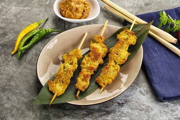 Thai meat skewer Satay with sauce