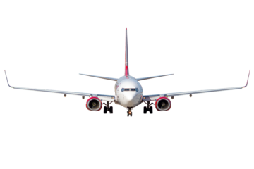 Real Commercial Airplane Boeing 737 on Transparent Background