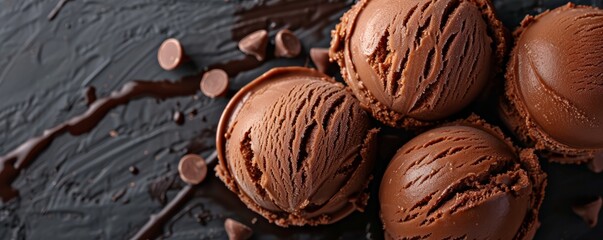 Rich and creamy chocolate ice cream, textured black background, indulgent scoop, highquality photo, isolated on white background