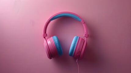 Headphones on pink background showcase its sleek design. AI generate illustration