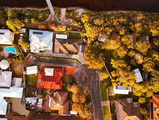 Aerial view of Busselton at sunset, Western Australia