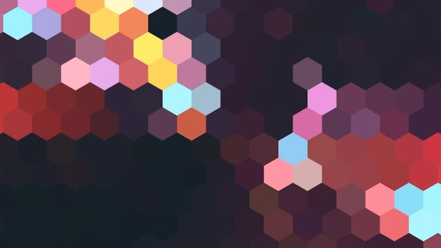 4k video of hexagonal mosaic patterns with flickering effect and colour variation animation 