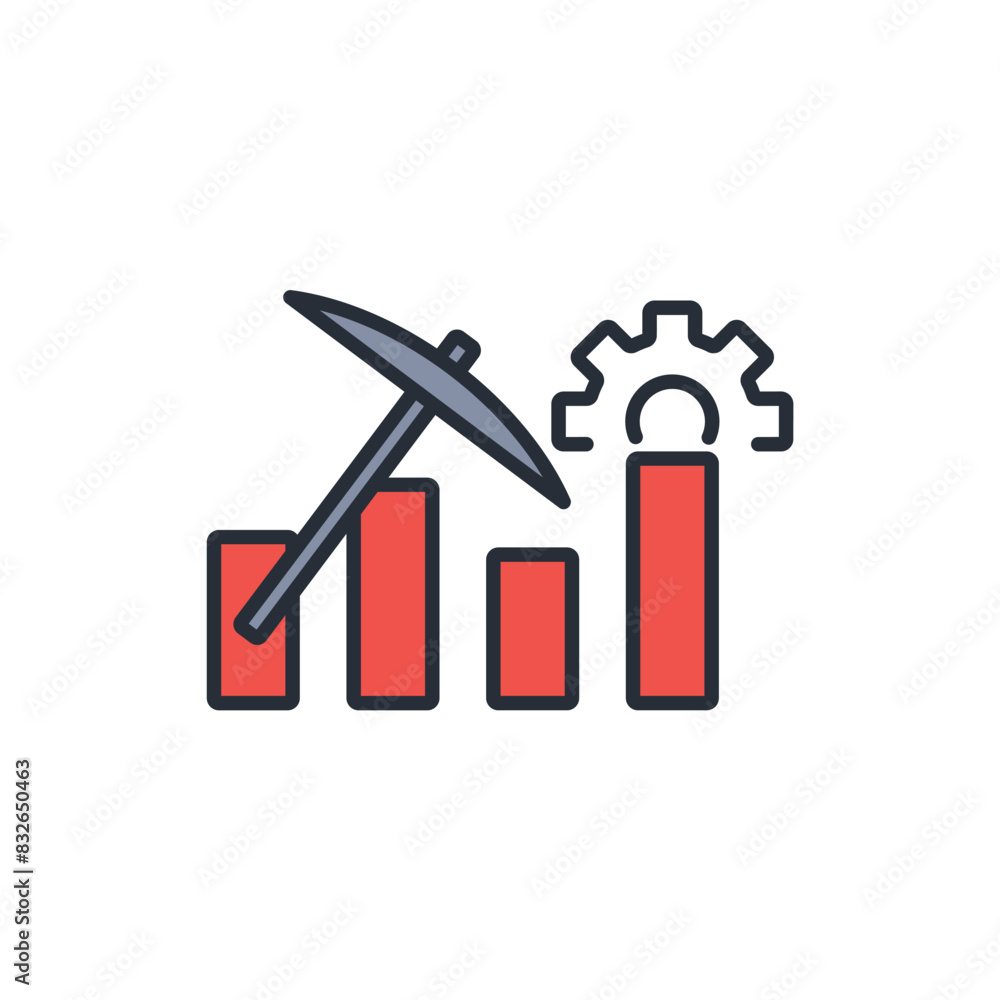 Poster data mining icon. vector.editable stroke.linear style sign for use web design,logo.symbol illustrati