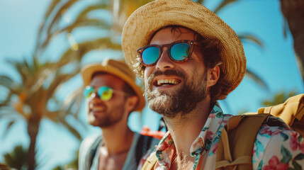 lgbt couple packing for a trip, going on adventures and relaxing in hotels