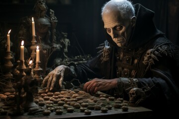 Obraz premium A ruthless and calculating necromancer, raising armies of the undead to do their bidding. - Generative AI