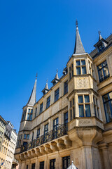 Obraz premium Architectural fragments of Grand Ducal Palace (Palais grand-ducal), palace in Luxembourg City, in southern Luxembourg, is the official residence of the Grand Duke of Luxembourg. Luxembourg City.