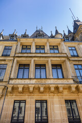 Architectural fragments of Grand Ducal Palace (Palais grand-ducal), palace in Luxembourg City, in...