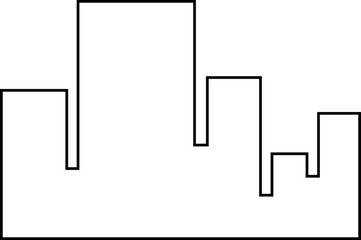 Building icon containing house, office, bank, school, hotel, shop, university, city, real estate and hospital symbol. Solid line black vector isolated on transparent background