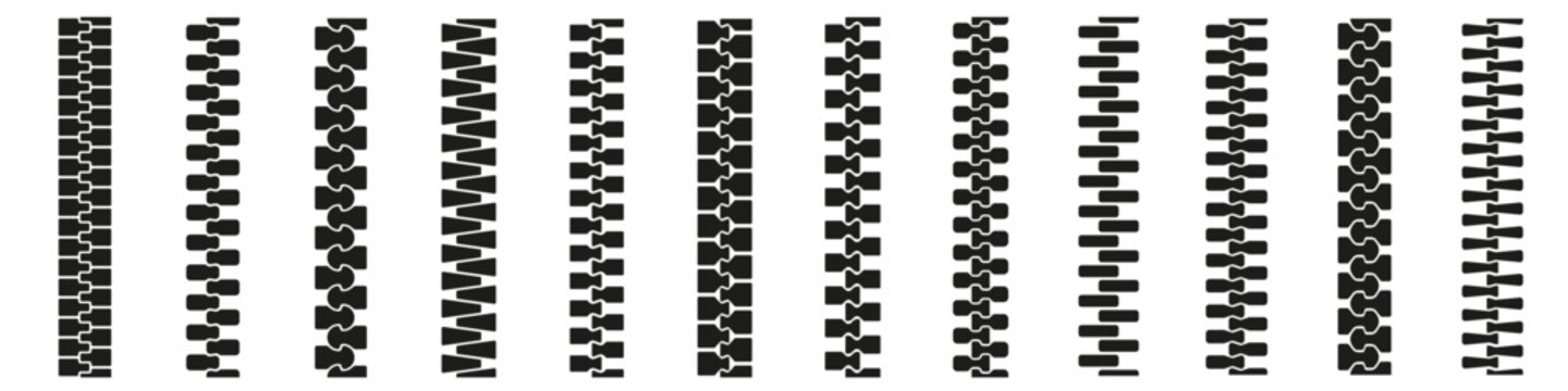 Zipper brush set. Zip vector.
