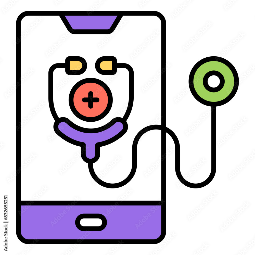 Sticker Trendy vector design of mobile medical app

