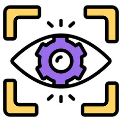 A colored design icon of iris recognition

