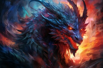 A fearsome half-dragon warrior, with fiery breath and scales as tough as steel. - Generative AI