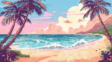 Fototapeta premium Landscape background with palm trees