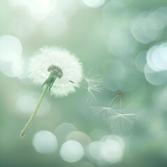 Delicate Dandelion Seeds Transient Spring Journey on the Wind