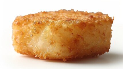  A tight shot of food against a white backdrop, with light reflection atop and its lower half visible