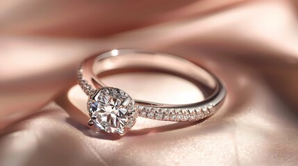 A engagement ring showcasing a diamond with pavé detailing on an elaborate and elegant shank, Generative AI illustrations. 