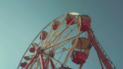 Ferris wheel during the day clear sky photorealism, Generative AI illustrations. 
