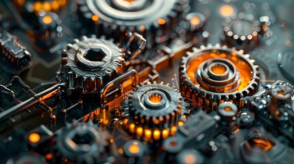 Abstracts background of a metal gears  of machinery, Generative AI illustrations.  