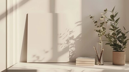 a book on a table with a vase of flowers, Generative AI illustrations.