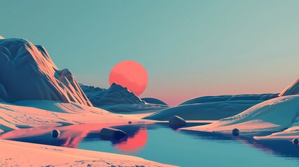 a sunset over a mountain range, Generative AI illustrations.