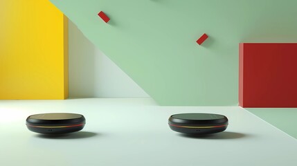 A futuristic minimalistic black of an assistants AI machine, minimalist style with pure color and a clean scene, Generative AI illustrations. 