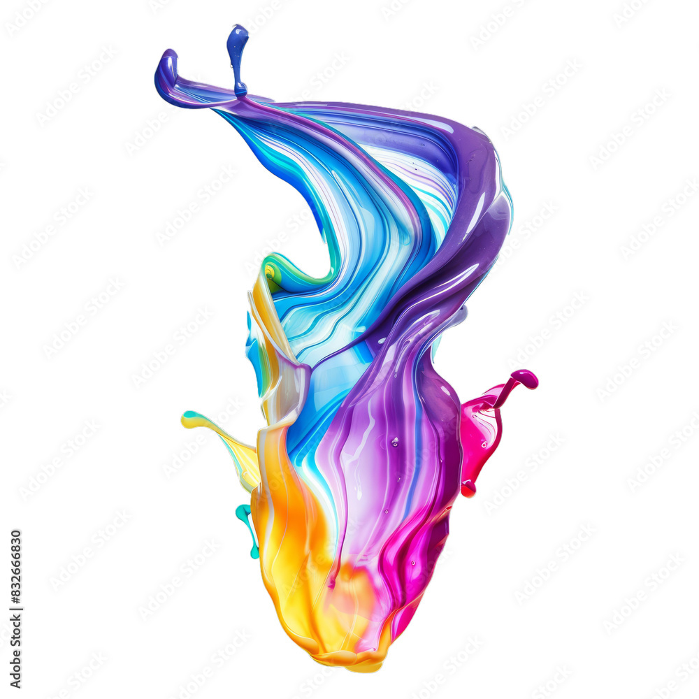 Poster vibrant and dynamic abstract colorful paint splash with multicolor and transparent fluid art isolate