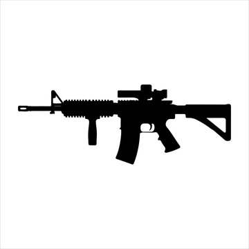 Rifle m416 silhouette with scope isolated on white background. M416 icon vector illustration design.