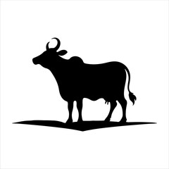 Qurbani animal cow silhouette isolated on white background. Qurbani cow icon vector illustration design.
