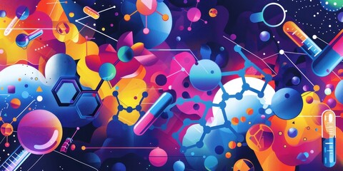 Engaging Science-Themed Banner Templates with Molecular Designs - Generativ AI