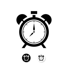Simple alarm clock sign web icon silhouette . Alarm clock logo or icon for web, ui, app, mobile