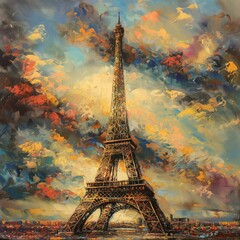 Vibrant Impressionist Painting of Eiffel Tower