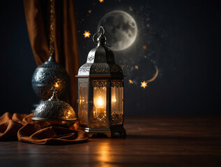 Eid al adha moon and lamp design background
