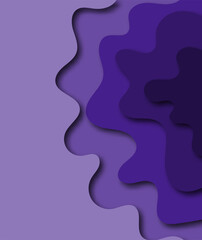 Wavy border in paper cut style. 3d abstract background with cut out deep waves modern cover. Blue color layers with smooth shadow papercut art. Vector card illustration origami environment template