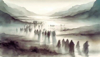 The biblical story. And the Jews followed Moses to the Promised Land. Journey to the Promised Land. The story of Passover	