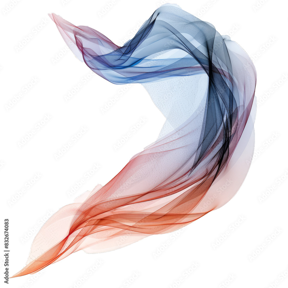 Poster elegant abstract smoke wave design with smooth color transitions, isolated on a transparent backgrou