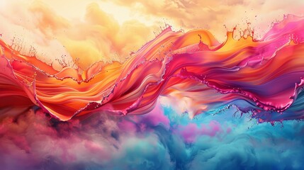 Successful immunotherapy treatments portrayed by a vivid wave of color on a canvas, symbolizing hope in cancer care, copy space, medical progress, vivid, Composite, oncology center