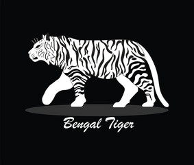 Wild Bengal Tiger Icon, Bengal Tiger Vector, Tiger Wildlife Icon.