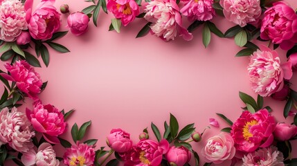 Generated Image Peonies on a bright smooth pink background Mother’s Day concept