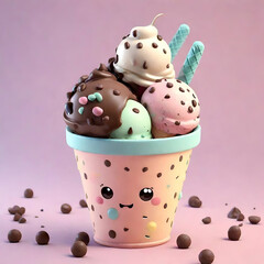 Sweet Whimsy: Delightful Kawaii Ice Cream Cup
