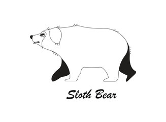 Sloth Bear Icon, Wild Bear Illustration, Sloth Bear Animal Icon.