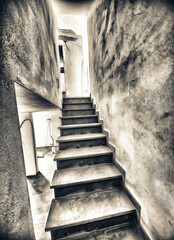 Stairs to the basement room in a new apartment