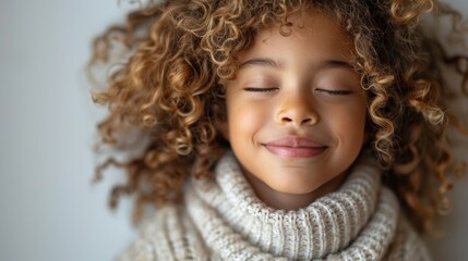 Fototapeta premium Serene child with curly hair