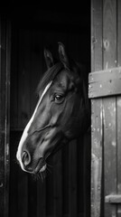 Elegant horse portrait in black and white