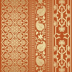 wedding card design, traditional paisley floral pattern , royal India	