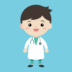 Adorable pediatric guardian little doctor cartoon illustration