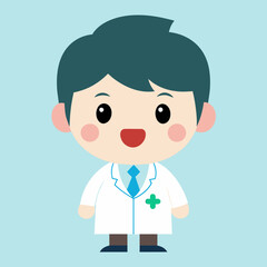 Adorable pediatric guardian little doctor cartoon illustration