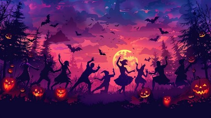 Create an image of a Halloween danceoff competition