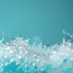 Refreshing Mouthwash Bubbles Close-Up with Copyspace for Text - Fresh Dental Hygiene Concept