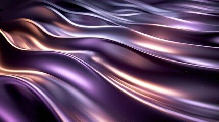 Abstract Background of Wavy Shiny Metallic Purple and Gold.