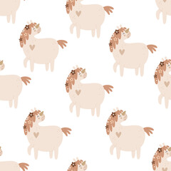 seamless pattern with cartoon unicorns. Magic. Colorful vector flat style for kids. Animals. hand drawing. baby design for fabric, print, wrapper	